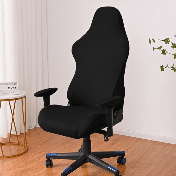 Black Gaming Chair Cover, Elastic Milk Silk Computer Chair Slipcover, Armrest Covers, Anti-Dust, Universal Size