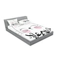 thumbnail image 2 of Ambesonne Cat Fitted Sheet & Pillow Sham Set, Charming Meow Cartoon, Queen, Pale Pink Dimgray, 2 of 2