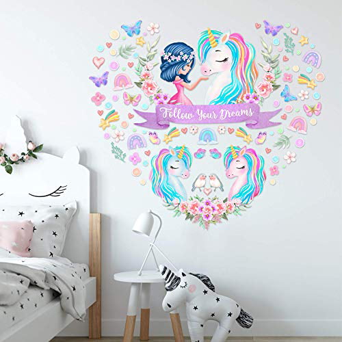 Unicorn Wall Stickers for Girls Bedroom Wall Decals Nursery Room Wall Decor Lovely Unicorn Gifts for Girls