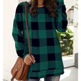thumbnail image 2 of Guardurnaity Jersey femenino a cuadros de manga larga para mujer, sudadera deportiva con parte inferior dividida, sudadera informal para chica Prendas para la parte del cuerpo Verde L, 2 of 6