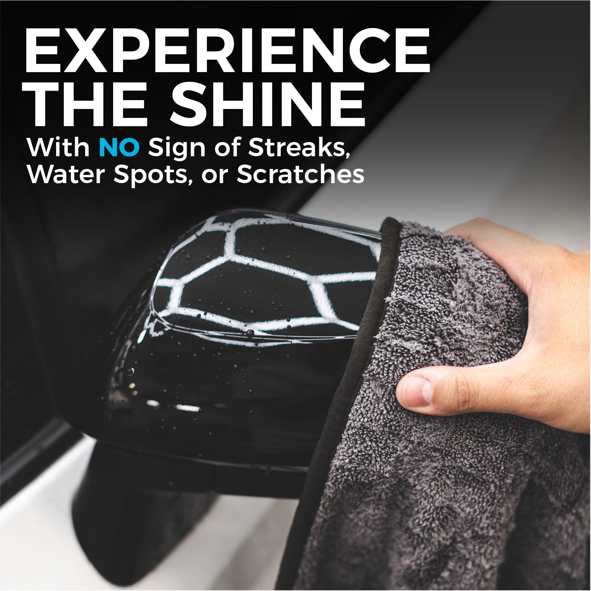 The Rag Company - The Gauntlet - Car Drying Towel - 70/30 Blend Premium Microfiber, 900gsm, 20in x 30in, Ice Grey + Grey