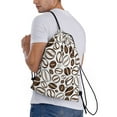 thumbnail image 3 of Drawstring Backpack - Brown White Coffee Bean Print Splash Proof Small Drawstring Gym Bag for Women Men, Cinch Sports String Bag Backpack for Travel Swimming Beach, 3 of 8