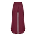 thumbnail image 3 of Red Womens Pants Women's Solid Color Fashionable Casual High Waisted Pleated Irregular Cotton Linen Loose Pants Casual Pants Women, 3 of 6