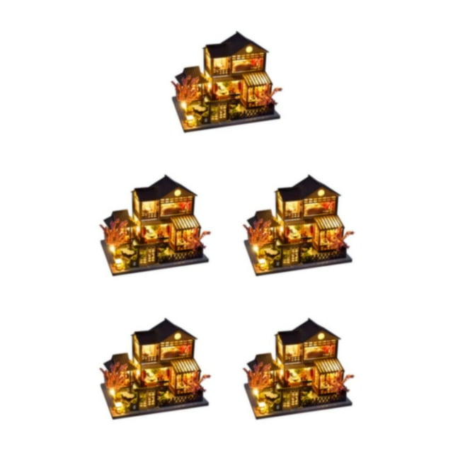 kurtrusly Wood Innovative DIY Miniature Dolls House Kit With Furniture And LED Light Integrated Component TC14 5Set