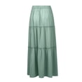 thumbnail image 3 of Kixjoy Maxi Skirts for Women Elastic High Waisted Maxi Skirt Casual Drawstring A-Line Tiered Skirt Festival Basic Cozy Fashion Outfits for Women, Green S, 3 of 7