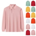 thumbnail image 2 of Abcomgle Uniform Shirts for Girls 6 To 7 Long Sleeve Pique Polo Shirt with Collar Button Up Kids Uniforms for Girls Moisture-Wicking Lightweight Girls Pullover,9-10 Years,Pink, 2 of 5