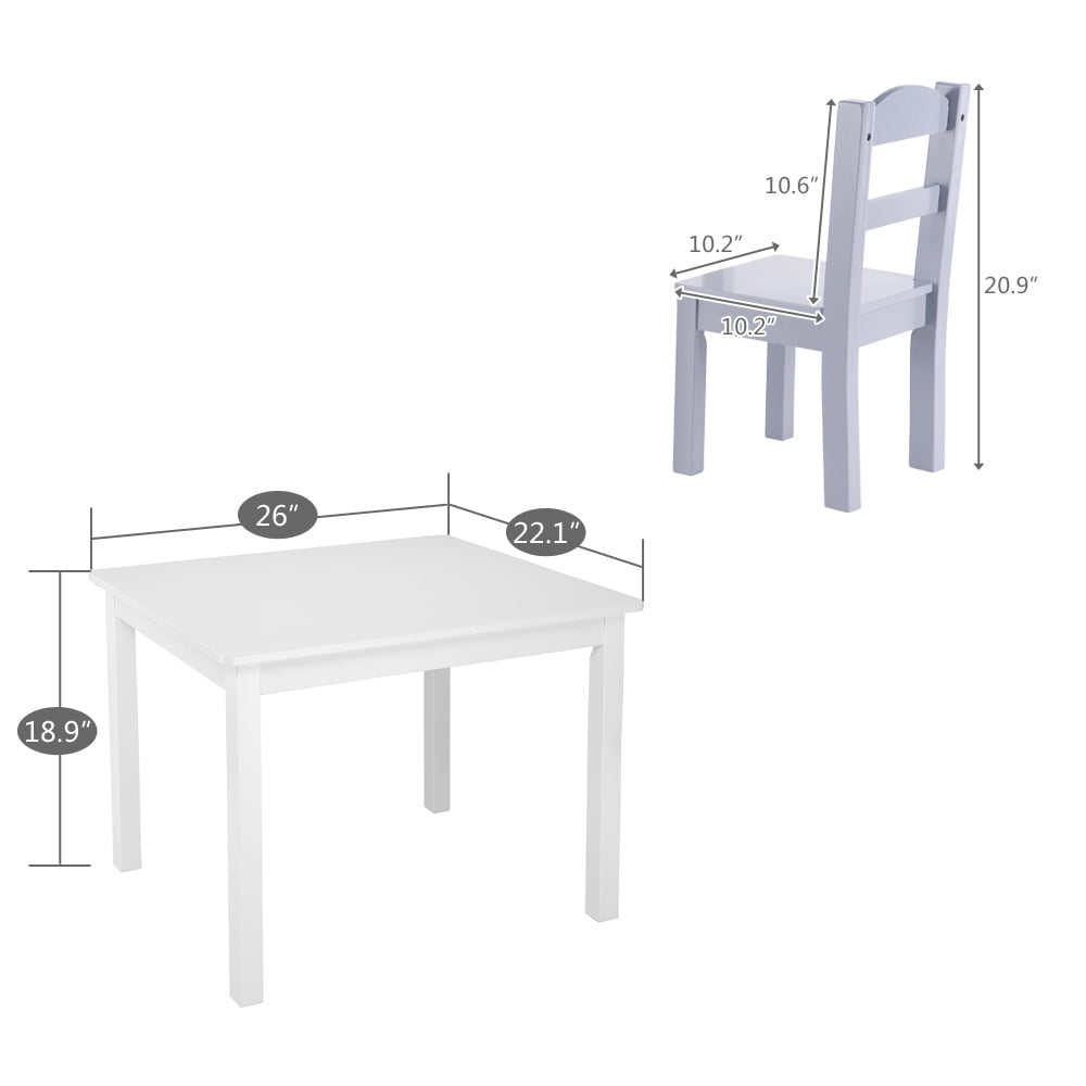 Kepooman 1 Table and 4 Chairs Multi Kids Activity Table Set, Children's Table and Chair Set for Toddlers Activity, White & Gray