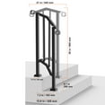 thumbnail image 3 of VEVOR Handrails for Outdoor Steps, 1-2 Step Stair Hand Rail Kit, Transitional Carbon Steel Railings with Installation Kit, Stair Rails for Seniors, Concrete Steps & Porch & Deck, Black Retro Arch, 3 of 9