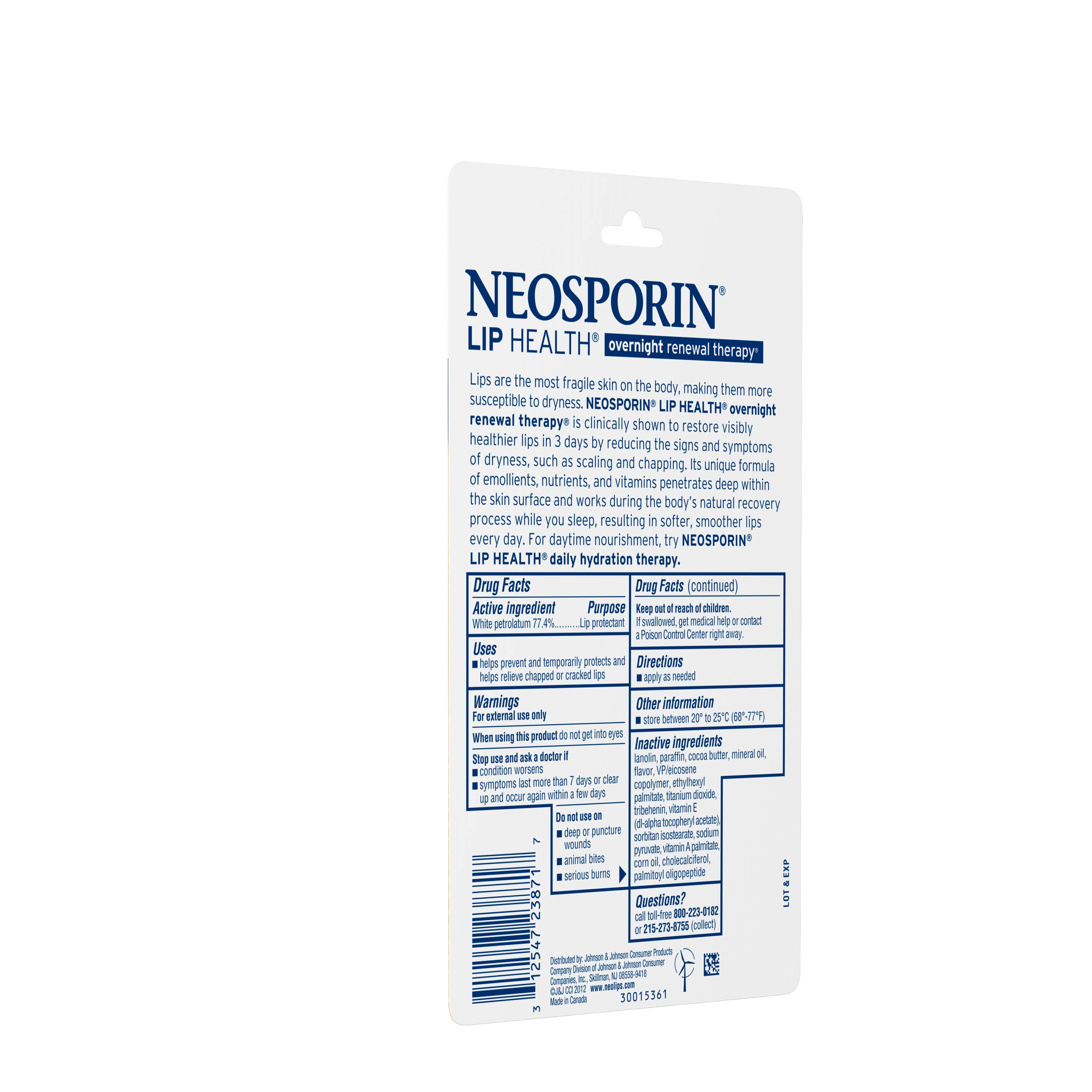 5 Pack Neosporin Lip Health Overnight Renewal Therapy 0.27 oz Each