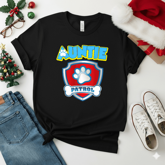 Funny Auntie Patrol Dog Mother Canine Family Guard Relative Graphic Unisex T-Shirt V17965, S-5XL