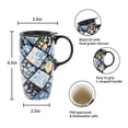 thumbnail image 5 of Topadorn Blue Floral Patchwork Ceramic Travel Mug, 17oz, Diamond Quilt Print, Spill-Resistant Lid, Microwave/Dishwasher/Oven Safe, Gift Boxed, 5 of 12