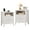 Cream White, variant on Fluted Nightstand with Charging Station Set of 2, 21"Wide Modern Bedside Table with 2 Drawers & Open Shelf, Wood End Table with Storage & Metal Handle for Bedroom, Living Room,Black Grey