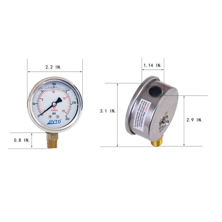 JIVTO Liquid Filled Pressure Gauge , 2