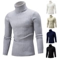 thumbnail image 4 of Mens Autumn Spring Slim Fit Turtleneck Sweater Casual Cable Knitted Twisted Basic Pullover Solid Color Jumper Top Shirts, 4 of 7