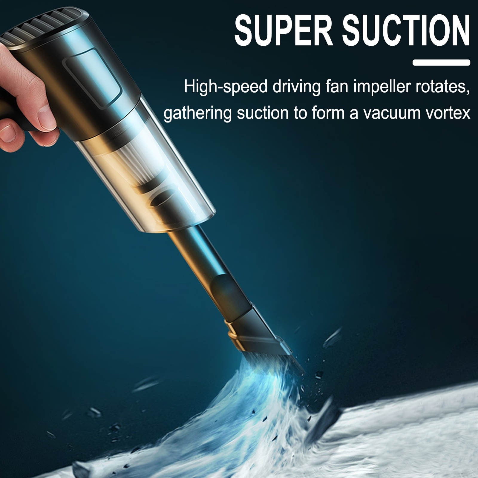 Handheld Car Vacuum Cleaner, Wet Dry Mini Portable Folding Vacuum with Powerful Suction, Rechargeable, for Home & Car Cleaning