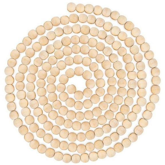9 Foot Natural Wood Bead Christmas Garland Wooden Tree for Rustic Country Farmhouse