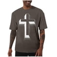 thumbnail image 2 of Ceisia Men's Loose Fit Short Sleeve T-Shirt 3D Cross Print Faith Theme Spring Summer Shirt Gift, 2 of 6
