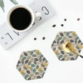 thumbnail image 5 of Pofeuu Vintage Leaves Print Leather Coasters Set of 6, Round Cups Mugs Mat Pad for Home Kitchen Heat Resistant Drink Coasters,Hexagon, 5 of 7