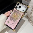 thumbnail image 5 of For iPhone 17 Pro Max Glitter Case with Kickstand, Cute Bling Diamonds Butterfly Foldable Stand Shockproof Marble Shell Aurora Floral Pattern Girl Woman Soft Cover for iPhone 17 Pro Max, Pink, 5 of 12