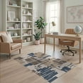 thumbnail image 2 of ODIKA 4'x6' Blue Beige Geometric Spirit Design Washable Area Rug Modern Abstract Pattern with Accents Non-Slip, Chair-Friendly, Flatwoven for Home Office, Under Desk, 2 of 7