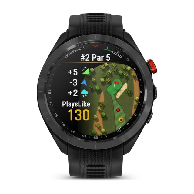 Garmin Approach S70 Black Ceramic Bezel with Black Silicone Band- Case Size 47 mm