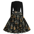 thumbnail image 3 of Nmnitkp Halloween Dresses High Cost Performance Women's Cap Sleeve 1950s Retro Vintage Cocktail Swing Dresses High Quality Fabric Halloween Dresses with Belt & Fine Workmanship Gothic Dress, 3 of 3