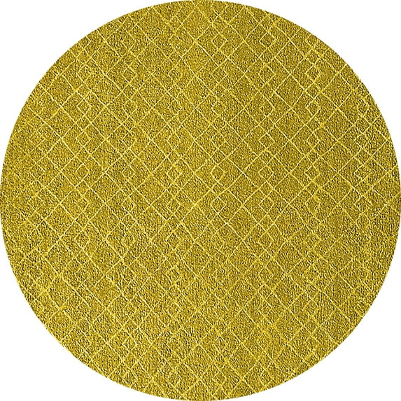 Ahgly Company Machine Washable Indoor Round Solid Yellow Modern Area Rugs, 7' Round