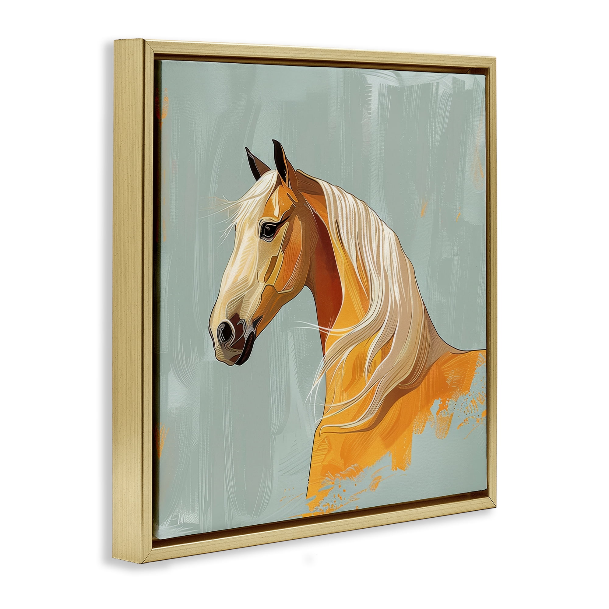 Stupell Industries Equine Elegance Portrait Animals Painting Gold Floater Framed Canvas Art Print Wall Art, 25 x 25