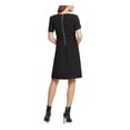 thumbnail image 2 of DKNY Womens Black Ruched Gathered Zippered Short Sleeve Jewel Neck Above The Knee Fit + Flare Dress XL, 2 of 4