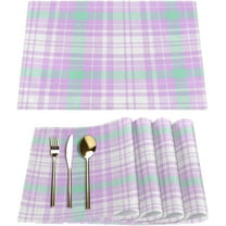 Purple Grid Shape Placemats Set of 4 Rectangle Table Mats Washable Heat-Resistant Place Mat for Kitchen Dining Table Decor Indoor Outdoor