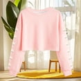 thumbnail image 2 of Miluxas Womens Spring Printed Crop Sweatshirt Floral Graphic Crewneck Long Sleeve Pullover Top Casual Going Out Streetwear Pink, 2 of 5