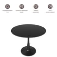thumbnail image 5 of LeisureMod Round Dining Table Modern 40" MDF Wood Tabletop with Steel Pedestal Base for Kitchen and Living Room Bristol Series in Black, 5 of 19