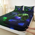 thumbnail image 3 of Manfei Video Gamepads 3pcs Twin Sheet Sets for Teens Female Men,Futuristic Cubes Twin Fitted Sheet,Gradient Ombre Gamepads Breathable Flat Sheet,Super Cozy Room Decor, 3 of 7