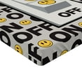 thumbnail image 2 of Ambesonne Emoji Fitted Sheet, On Off Lettering Funny Faces, King Size, White Mustard Dark Grey, 2 of 3