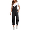 thumbnail image 2 of Cathalem Women's Summer Drawstring Backless Jumpsuit, Solid, Polyester, Sleeveless, Black, Size XL, 2 of 4