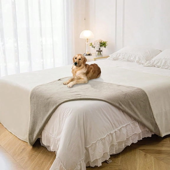 Waterproof Blanket For Bed Protection Washable Dog Blankets For Couch Soft Reversible Pet Throw Furniture Protector Cover For Sofa82x108 Beige Khaki