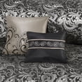 thumbnail image 5 of Regency Heights 8 Pieces Jacquard Comforter Set with Bedskirt and Decor Pillows, Queen, Black, 5 of 9