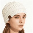 thumbnail image 6 of Zando Slouchy Winter Hat for Women Soft Warm Chunky Beanie Hats Knitted Hat Snow Skull Cap Beige, 6 of 6