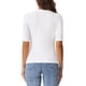 thumbnail image 3 of Camiseta de cuello redondo INSPIRE CHIC para mujer, blusa básica casual de manga media fruncida, talla XL, blanca, 3 of 6