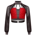 thumbnail image 2 of iixpin Kids Girls Shiny Yoga Sports Workout Modern Ballet Crop Top Rhinestones Jazz Dance Tank Cami Vest Red 16, 2 of 6