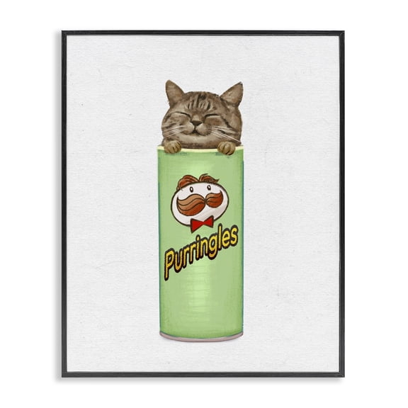 Stupell Industries Modern Kitten in Chips Tin Black Framed Giclee Art, 11 x 14, by Ziwei Li