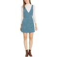 thumbnail image 2 of INSPIRE CHIC Robe Chasuble Mini en Velours Côtelé à Col en V pour Femmes TG Bleu Poussiéreux, 2 of 6