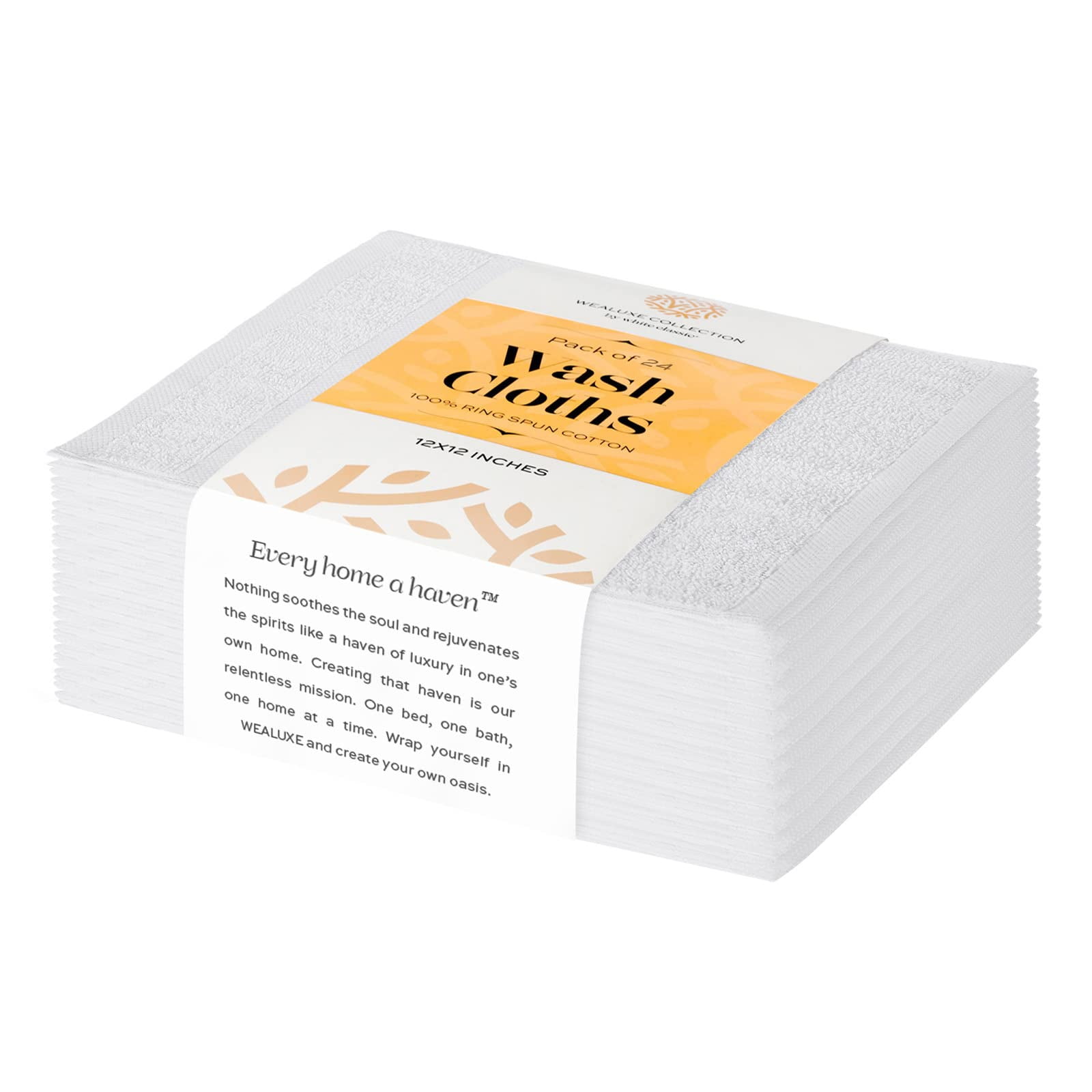 (3 pack) White Classic Wealuxe Collection 100% Cotton Hand Towels, White, 16 x 27, 12 Pack