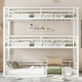thumbnail image 2 of Generic Twin XL Triple Bunk Bed, 3-Tier Metal Bed Frame with Safety Guardrails, Heavy-Duty Noise-Reduced Design, Space-Saving Structure for Shared Rooms & Dormitories, White, 2 of 9