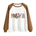 thumbnail image 4 of Gibobby Sudadera sin capucha y ocio Sudadera con capucha informal sin sombrero con cuello redondo y mangas raglán con estampado divertido del día de San Valentín para mujer To(Marrón, XL), 4 of 5