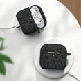 thumbnail image 3 of XIBUFE for 4 Case Cover 2024, Cute Flower Engraved Silicone Case for 4 Case with Cleaner Kit & Keychain for Women Men, Black Airpod 4 Case, 3 of 7