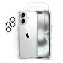 3-in-1 Entronix Bundle for iPhone 17, Heavy Duty Transparent Phone Case, 2 Screen Protector and 2 Camera Lens