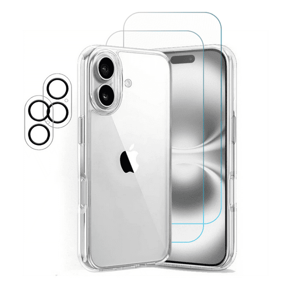 3-in-1 Entronix Bundle for iPhone 17, Heavy Duty Transparent Phone Case, 2 Screen Protector and 2 Camera Lens