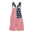 thumbnail image 3 of MUXiin 250 Anniversary USA Flag Kids Denim Overalls July 4th American Flag Printed Jumpsuit Romper Outfit, #02-Red, 6-7 Years, 3 of 6