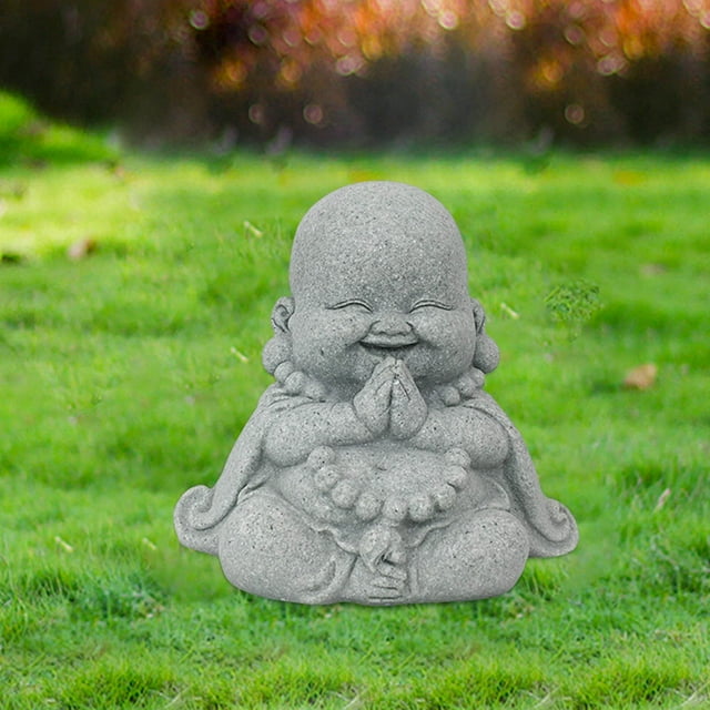 Zen Garden Happy Buddha Statue Small Stone Meditation Sculpture for Home Desk Feng Shui Ornament